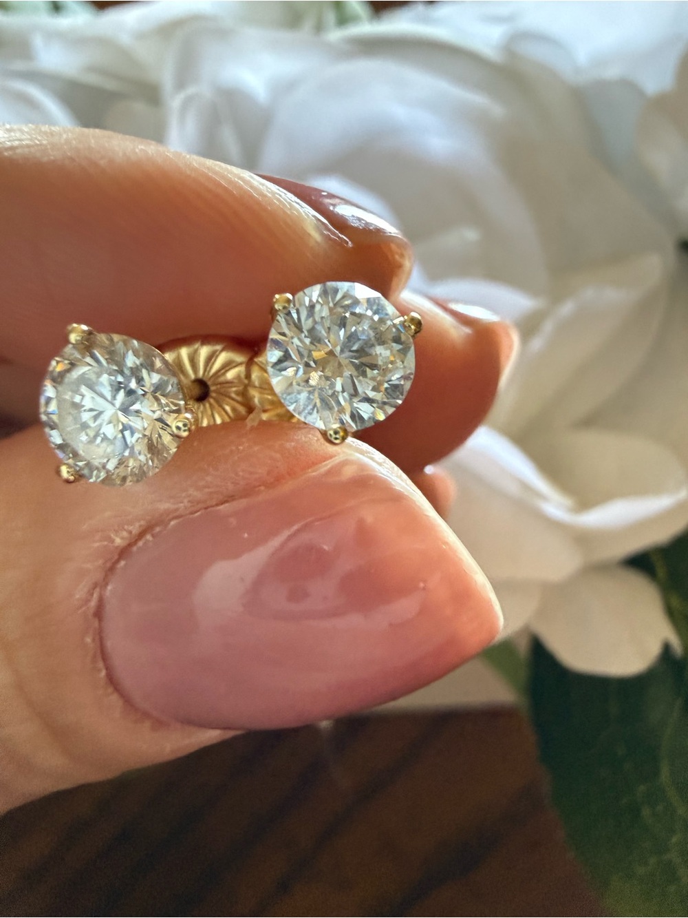 14K Yellow Gold Martini Setting Lab Grown Diamond Earrings - Picture 5 of 13